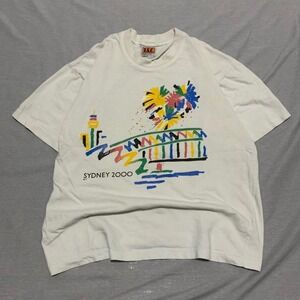 Vintage ISC Sydney 2000 Olympic Games Graphic T-Shirt Mens Large White Australia